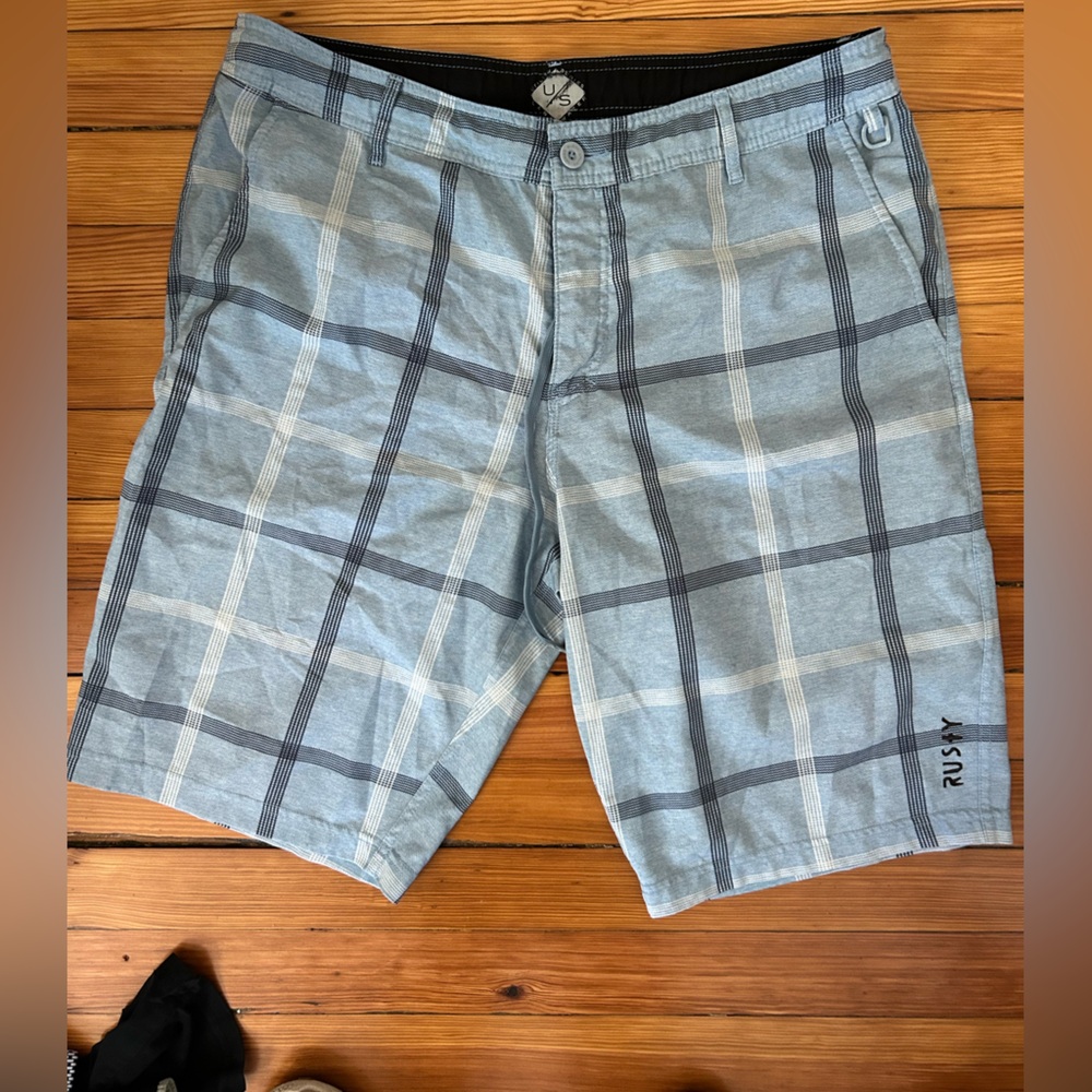 Rusty Men's Blue Plaid Hybrid Shorts